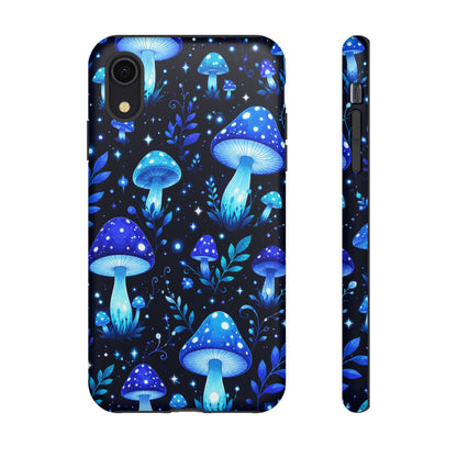 Blue Glowing Mushrooms Phone Case — Psychedelic Fungi Tough Case