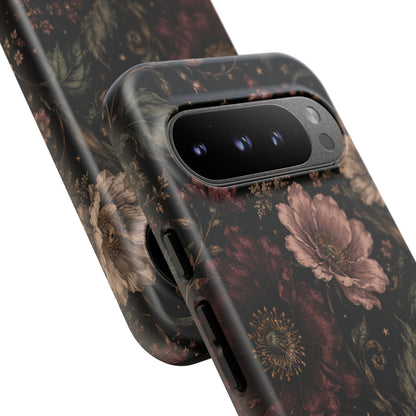 Floral Phone Case — Vintage Dark Botanical Protective Cover