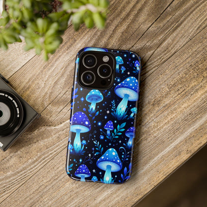 Blue Glowing Mushrooms Phone Case — Psychedelic Fungi Tough Case