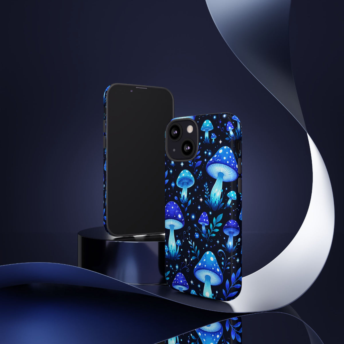 Blue Glowing Mushrooms Phone Case — Psychedelic Fungi Tough Case