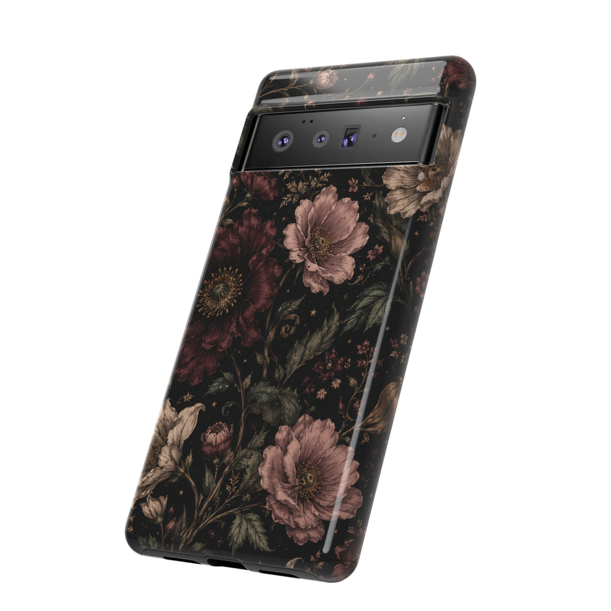 Floral Phone Case — Vintage Dark Botanical Protective Cover