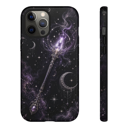 Celestial Magic Wand Phone Case — Mystic Moon & Stars Galaxy Tough Case