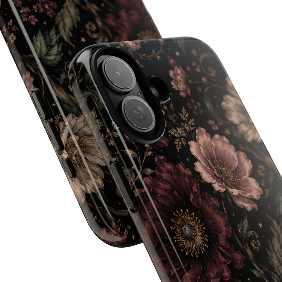 Floral Phone Case — Vintage Dark Botanical Protective Cover