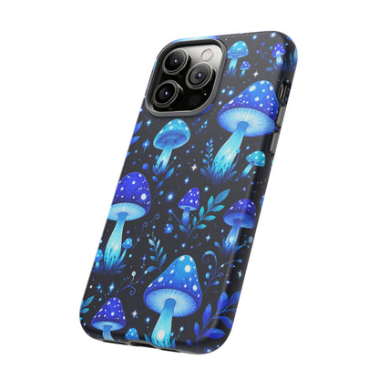 Blue Glowing Mushrooms Phone Case — Psychedelic Fungi Tough Case