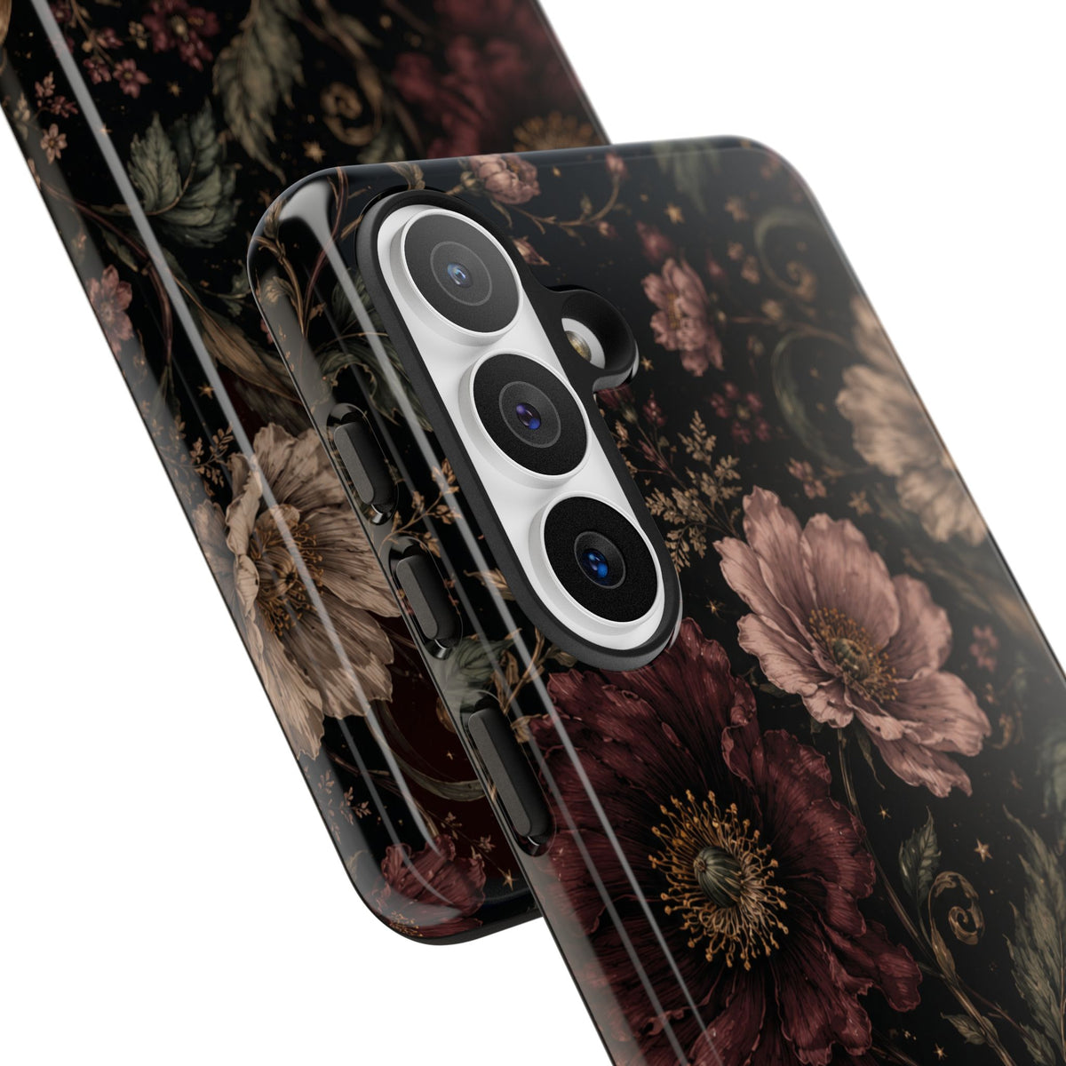 Floral Phone Case — Vintage Dark Botanical Protective Cover