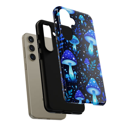 Blue Glowing Mushrooms Phone Case — Psychedelic Fungi Tough Case