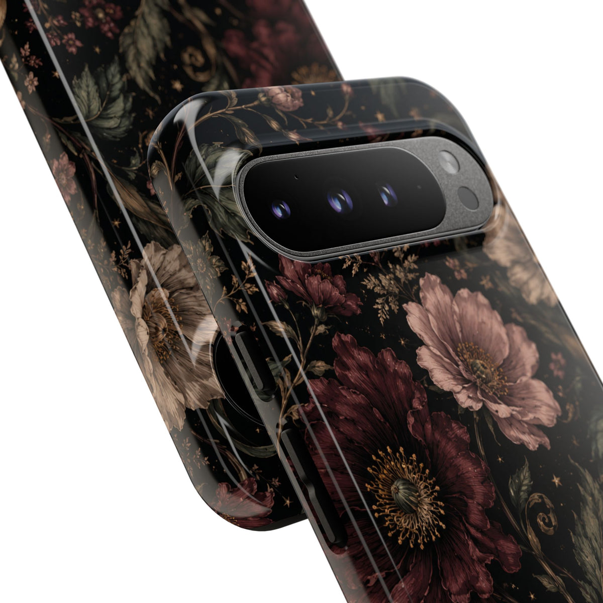 Floral Phone Case — Vintage Dark Botanical Protective Cover