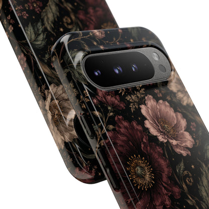 Floral Phone Case — Vintage Dark Botanical Protective Cover