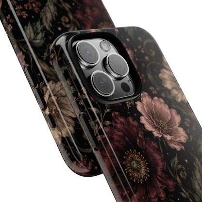 Floral Phone Case — Vintage Dark Botanical Protective Cover