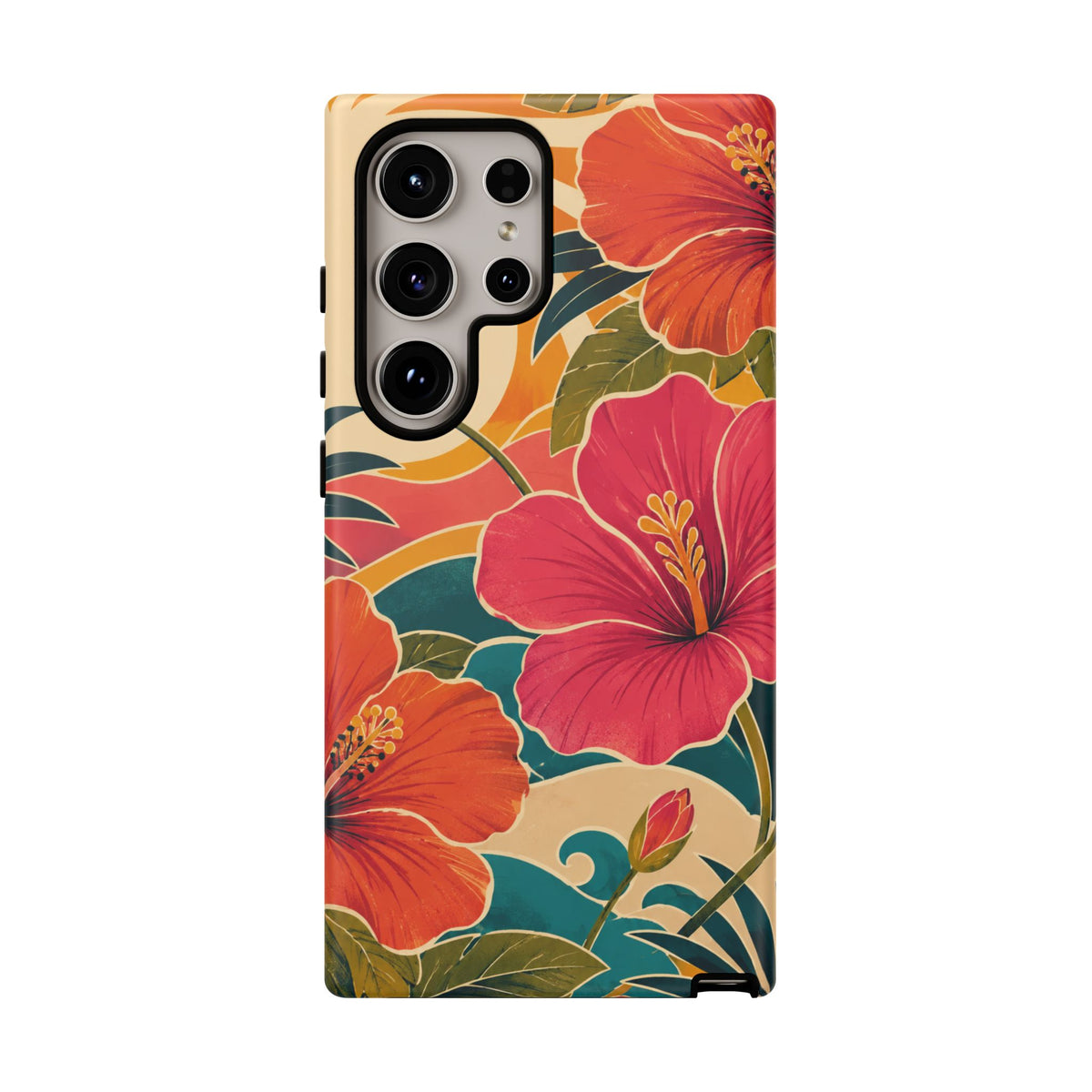 Tropical Floral Tough Phone Case — Sunset Vibes  Protective Cover