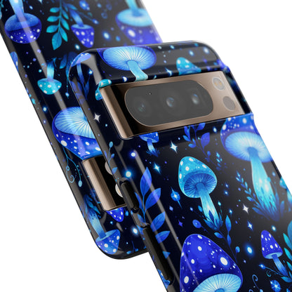 Blue Glowing Mushrooms Phone Case — Psychedelic Fungi Tough Case