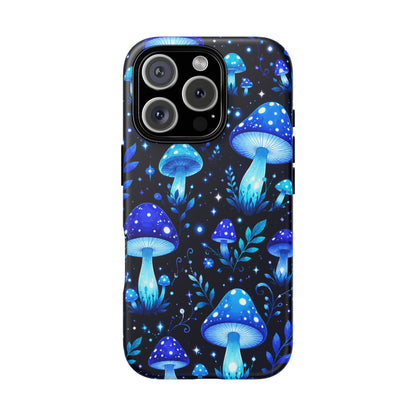 Blue Glowing Mushrooms Phone Case — Psychedelic Fungi Tough Case