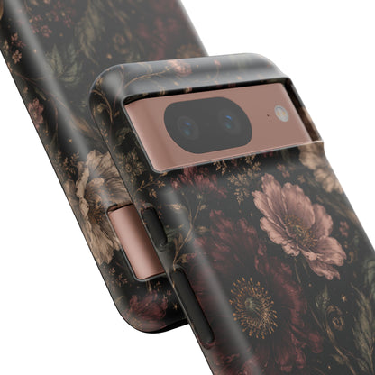 Floral Phone Case — Vintage Dark Botanical Protective Cover