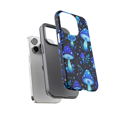 Blue Glowing Mushrooms Phone Case — Psychedelic Fungi Tough Case