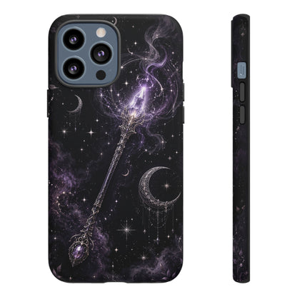 Celestial Magic Wand Phone Case — Mystic Moon & Stars Galaxy Tough Case