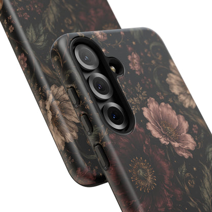 Floral Phone Case — Vintage Dark Botanical Protective Cover