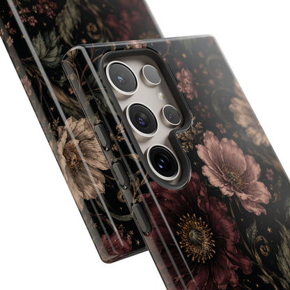 Floral Phone Case — Vintage Dark Botanical Protective Cover