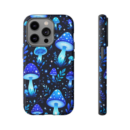 Blue Glowing Mushrooms Phone Case — Psychedelic Fungi Tough Case