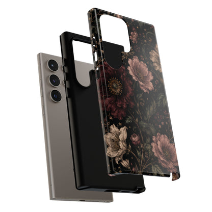 Floral Phone Case — Vintage Dark Botanical Protective Cover