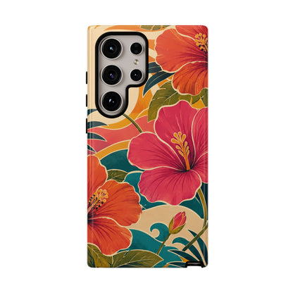 Tropical Floral Tough Phone Case — Sunset Vibes  Protective Cover