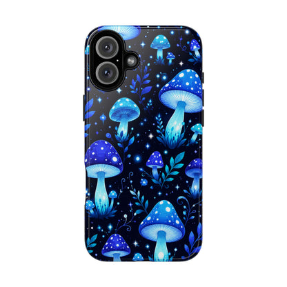 Blue Glowing Mushrooms Phone Case — Psychedelic Fungi Tough Case
