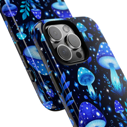 Blue Glowing Mushrooms Phone Case — Psychedelic Fungi Tough Case