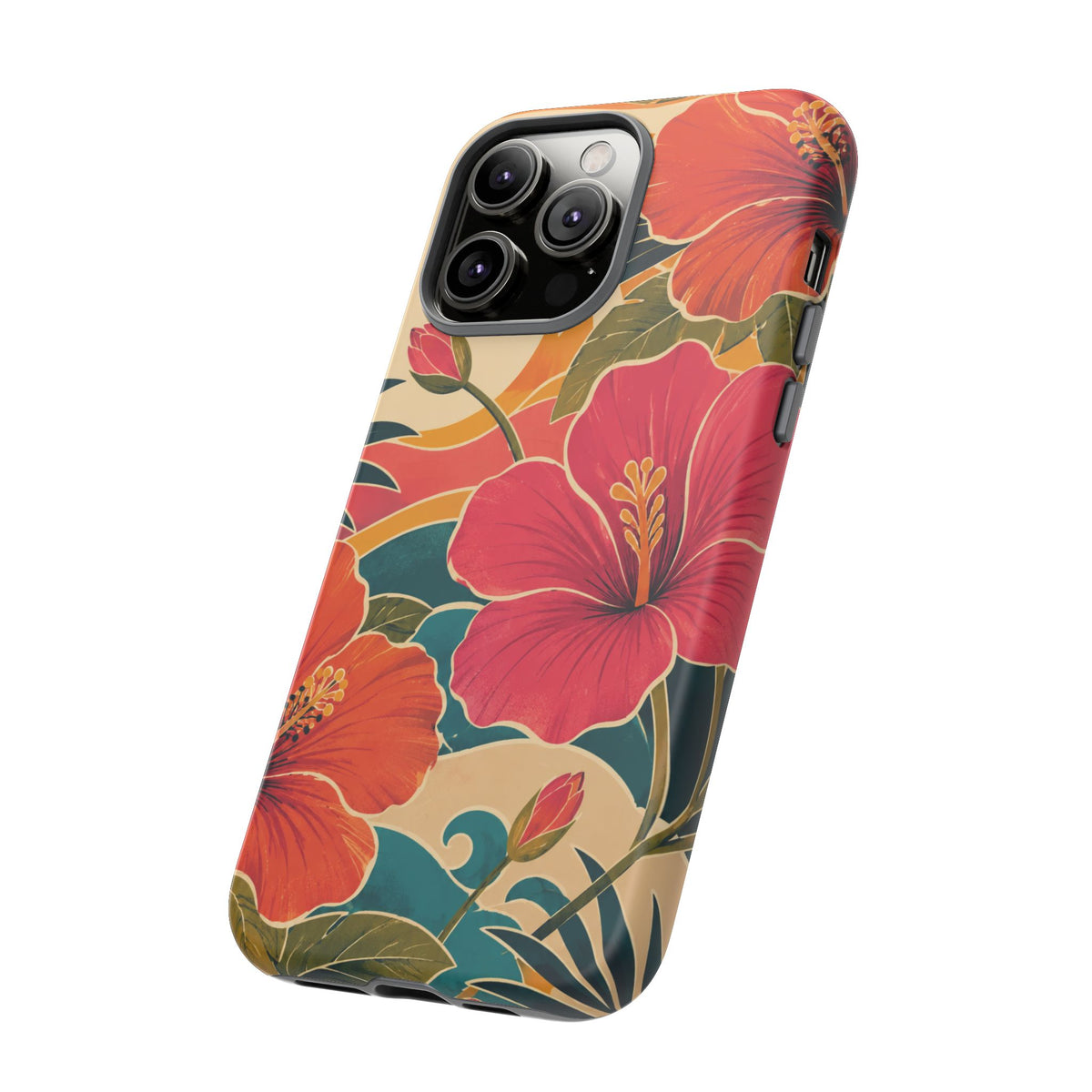Tropical Floral Tough Phone Case — Sunset Vibes  Protective Cover