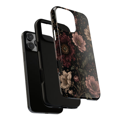 Floral Phone Case — Vintage Dark Botanical Protective Cover