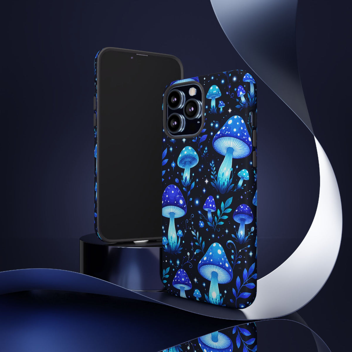 Blue Glowing Mushrooms Phone Case — Psychedelic Fungi Tough Case