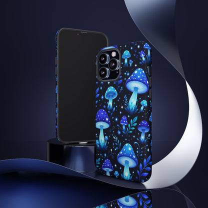 Blue Glowing Mushrooms Phone Case — Psychedelic Fungi Tough Case