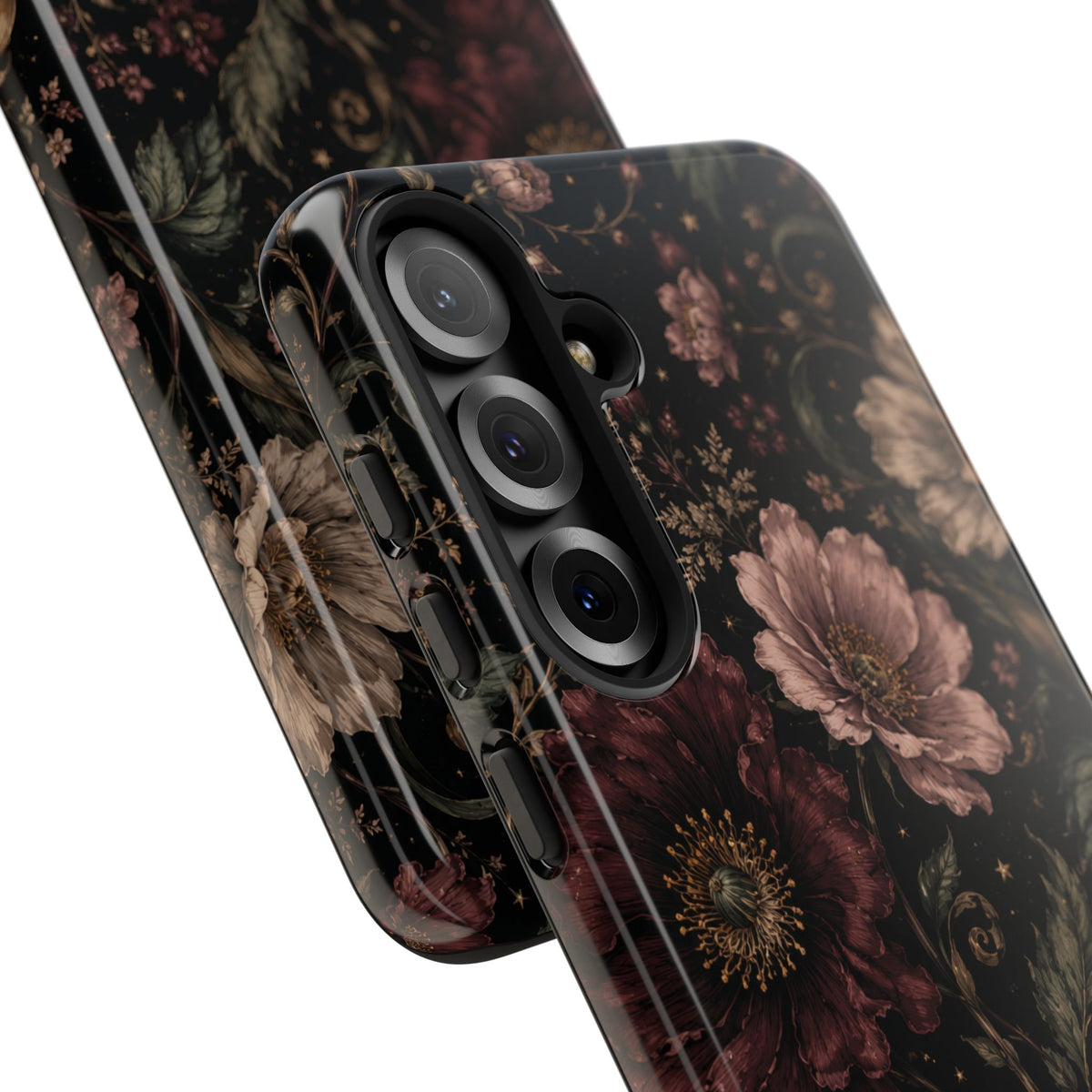 Floral Phone Case — Vintage Dark Botanical Protective Cover