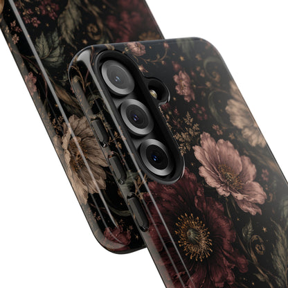 Floral Phone Case — Vintage Dark Botanical Protective Cover
