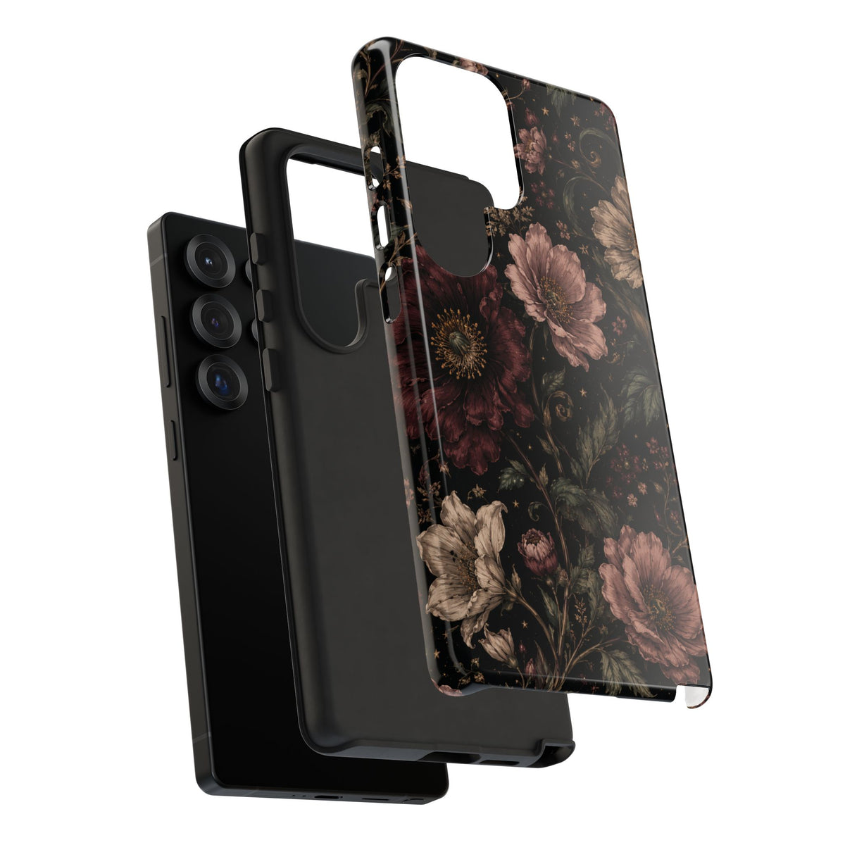 Floral Phone Case — Vintage Dark Botanical Protective Cover