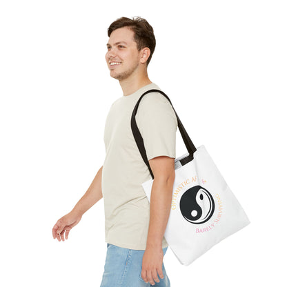 Yin Yang Tote — "Optimistic AF & Barely Surviving" Graphic Tote Bag