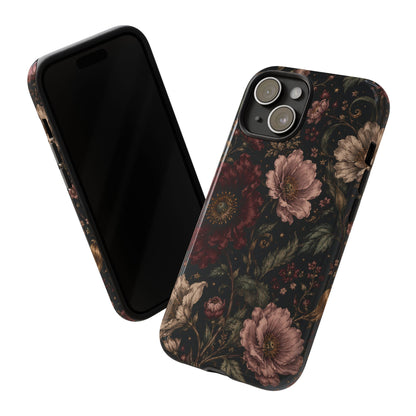 Floral Phone Case — Vintage Dark Botanical Protective Cover
