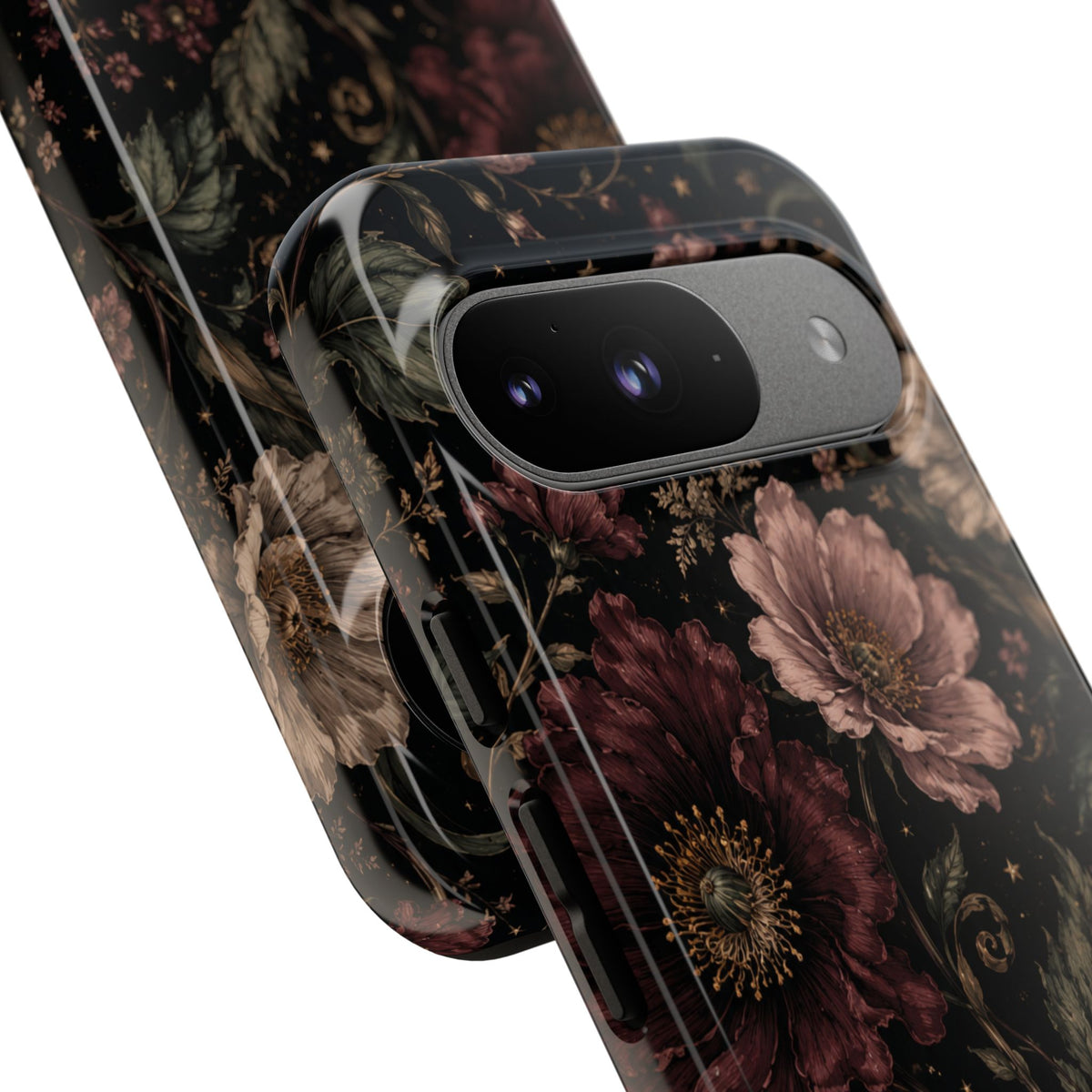 Floral Phone Case — Vintage Dark Botanical Protective Cover