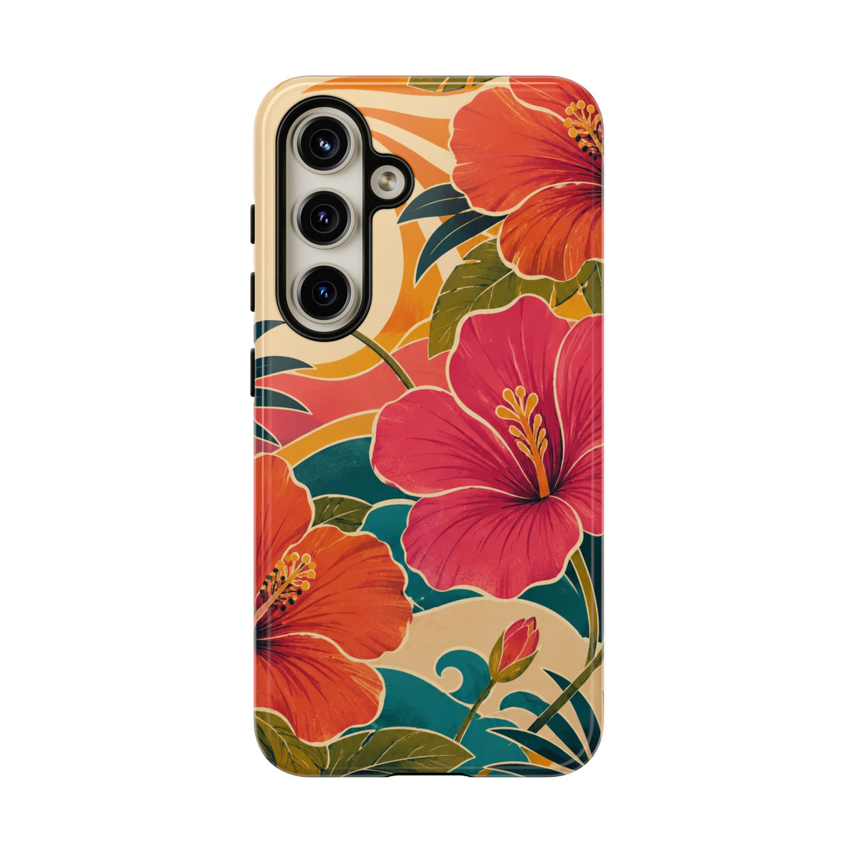 Tropical Floral Tough Phone Case — Sunset Vibes  Protective Cover