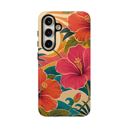 Tropical Floral Tough Phone Case — Sunset Vibes  Protective Cover