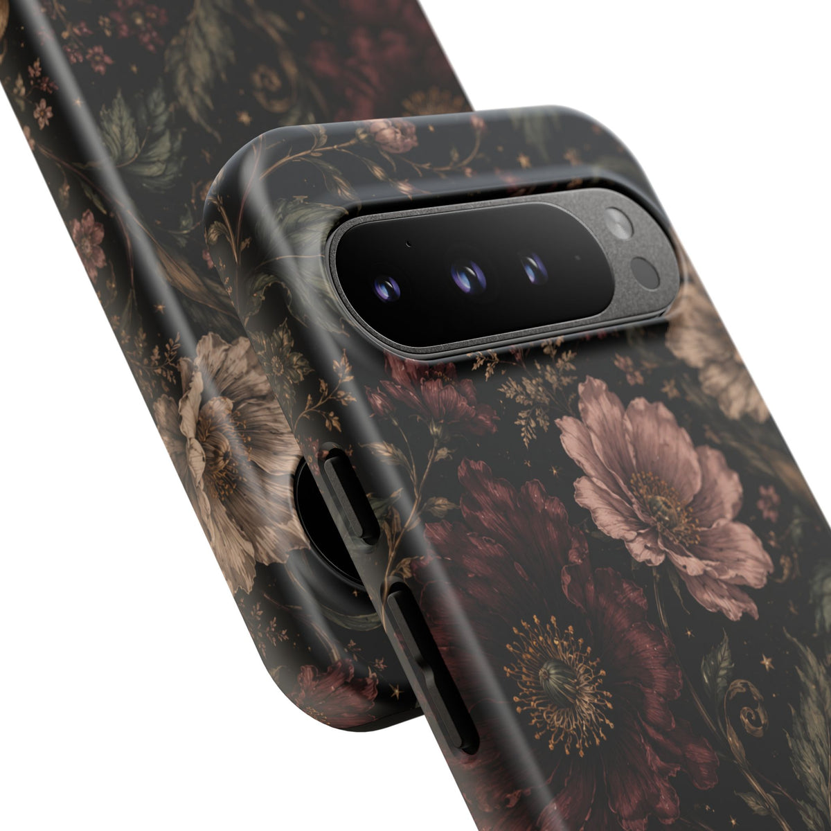 Floral Phone Case — Vintage Dark Botanical Protective Cover