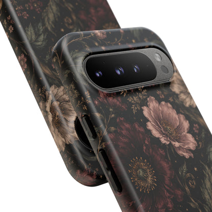 Floral Phone Case — Vintage Dark Botanical Protective Cover