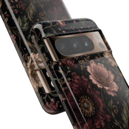 Floral Phone Case — Vintage Dark Botanical Protective Cover
