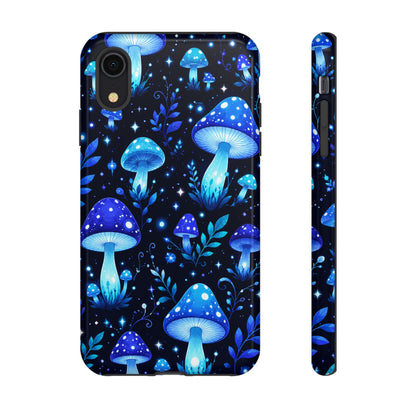 Blue Glowing Mushrooms Phone Case — Psychedelic Fungi Tough Case