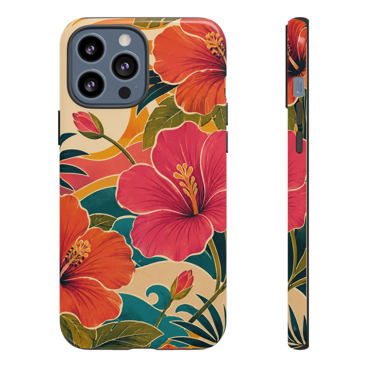 Tropical Floral Tough Phone Case — Sunset Vibes  Protective Cover
