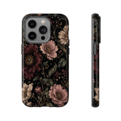 Floral Phone Case — Vintage Dark Botanical Protective Cover