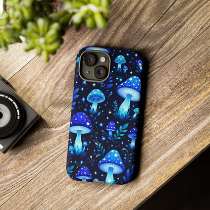 Blue Glowing Mushrooms Phone Case — Psychedelic Fungi Tough Case