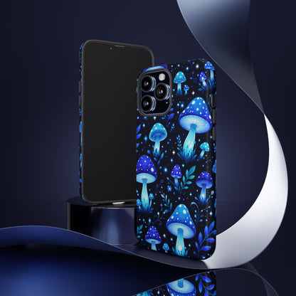 Blue Glowing Mushrooms Phone Case — Psychedelic Fungi Tough Case