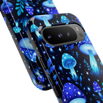 Blue Glowing Mushrooms Phone Case — Psychedelic Fungi Tough Case