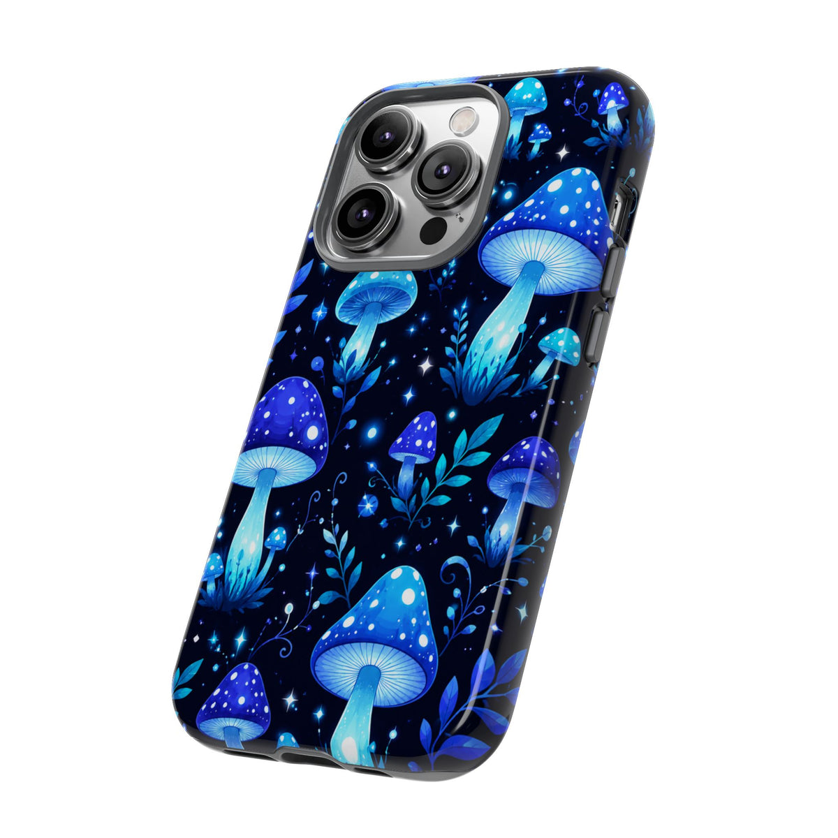 Blue Glowing Mushrooms Phone Case — Psychedelic Fungi Tough Case