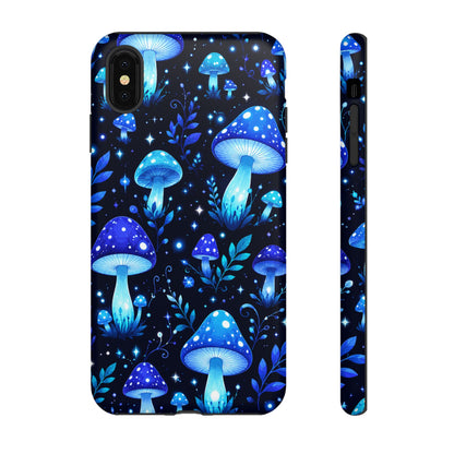 Blue Glowing Mushrooms Phone Case — Psychedelic Fungi Tough Case