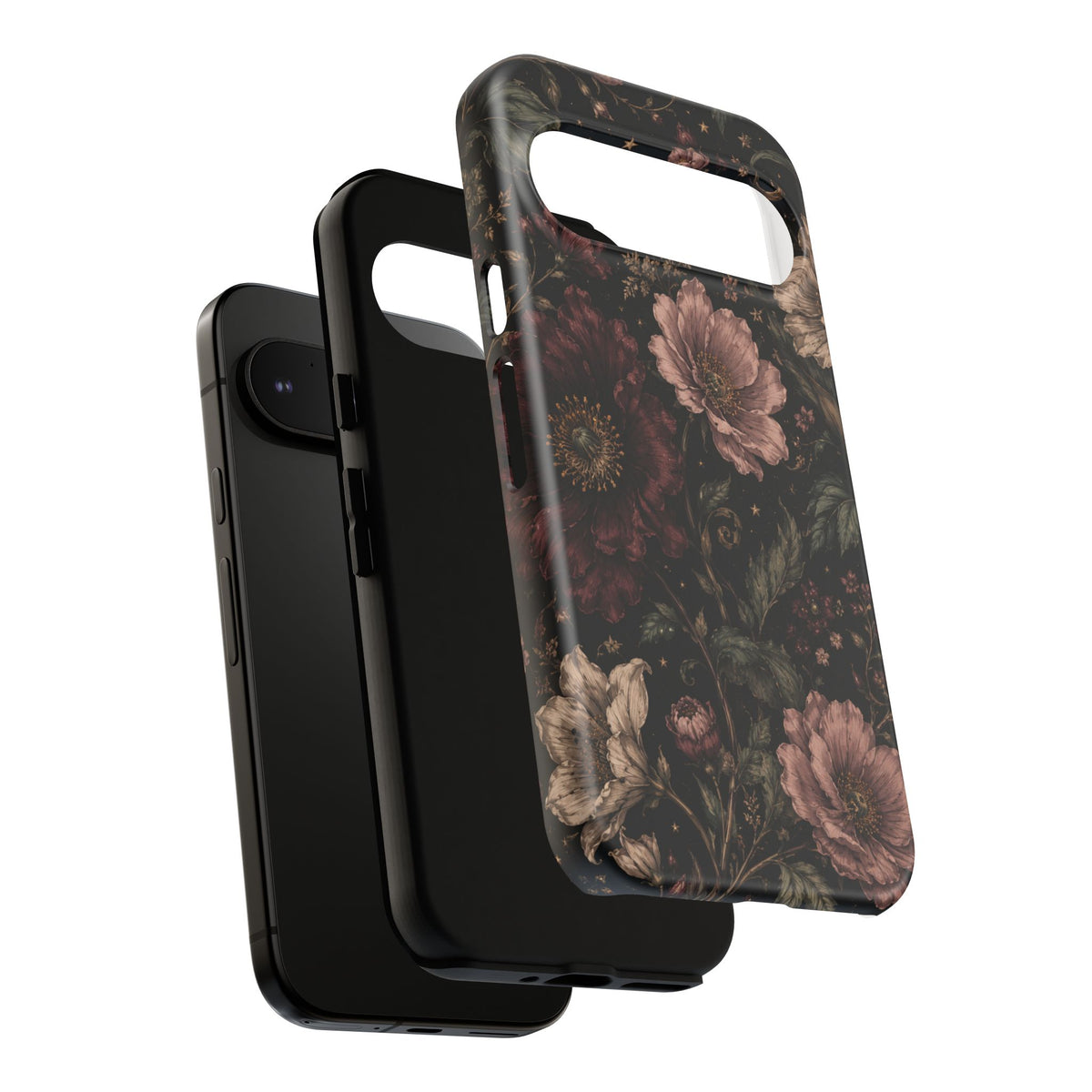 Floral Phone Case — Vintage Dark Botanical Protective Cover